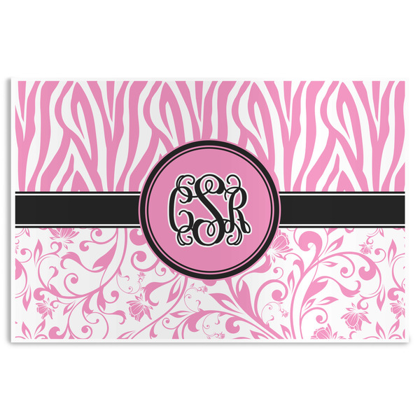 Custom Zebra & Floral Disposable Paper Placemats (Personalized)