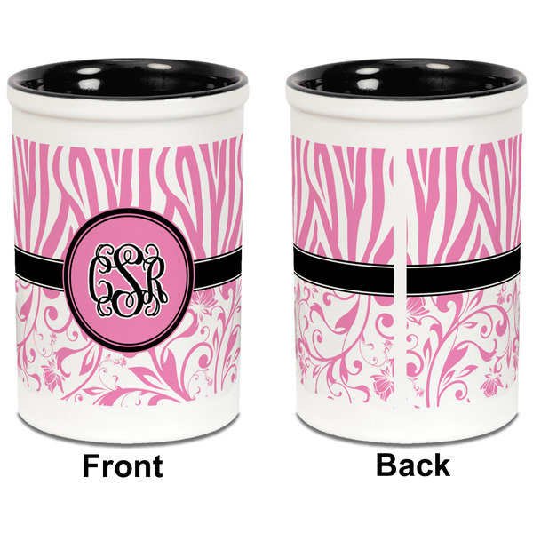 Zebra & Floral Pencil Holder - Black - approval