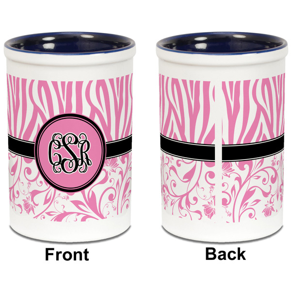 Zebra & Floral Pencil Holder - Blue - approval