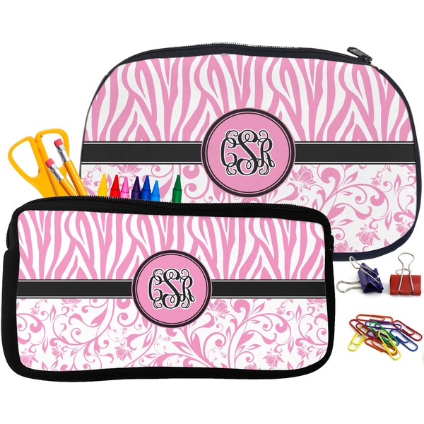 Zebra & Floral Pencil / School Supplies Bags Small and Medium