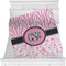 Zebra & Floral Minky Blanket - Twin / Full - 80"x60" - Single Sided w/ Monogram