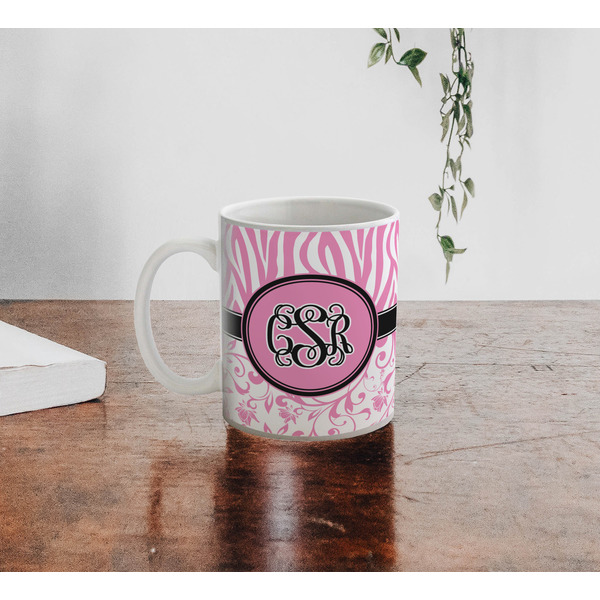 Zebra & Floral Personalized Coffee Mug - Lifestyle