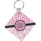 Zebra & Floral Diamond Plastic Keychain w/ Monogram