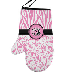 Zebra & Floral Left Oven Mitt (Personalized)