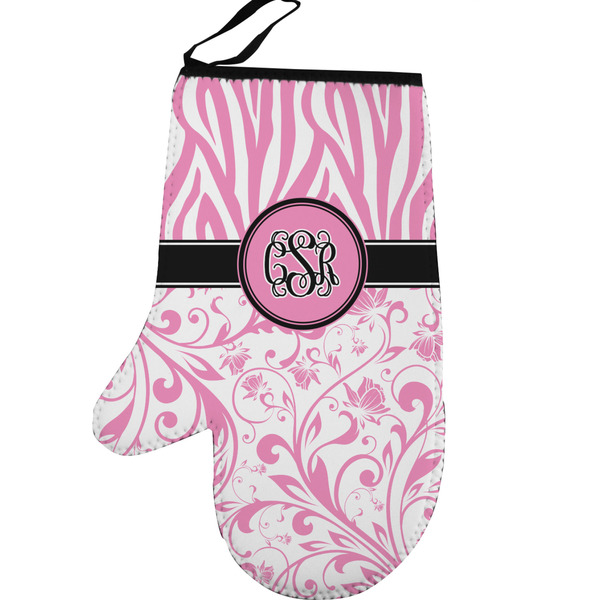 Zebra & Floral Personalized Oven Mitt - Left