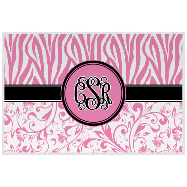 Zebra & Floral Personalized Placemat (Back)