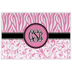 Zebra & Floral Laminated Placemat w/ Monogram