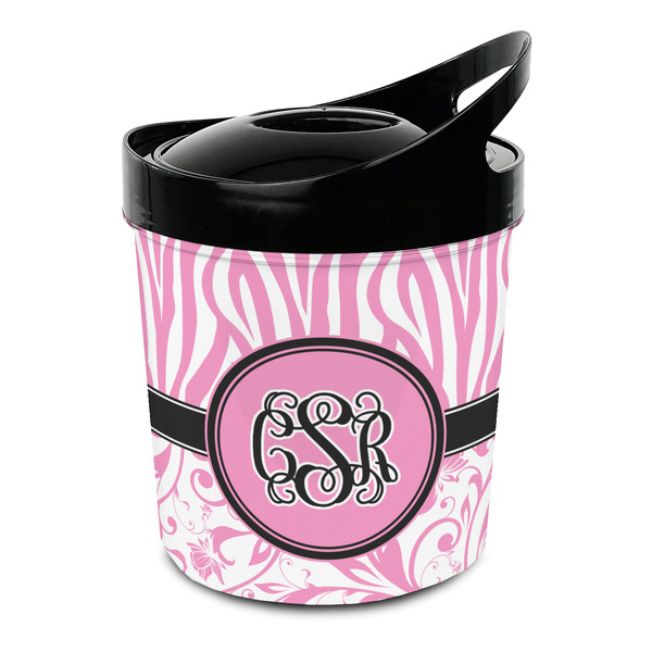 Custom Zebra & Floral Plastic Ice Bucket (Personalized)