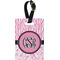 Zebra & Floral Plastic Luggage Tag - Rectangular w/ Monogram