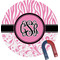 Zebra & Floral Personalized Round Fridge Magnet