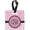 Zebra & Floral Plastic Luggage Tag - Square w/ Monogram