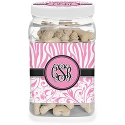 Zebra & Floral Dog Treat Jar (Personalized)