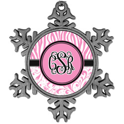Zebra & Floral Vintage Snowflake Ornament (Personalized)