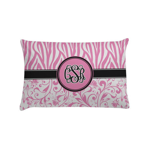 Custom Zebra & Floral Pillow Case - Standard w/ Monogram