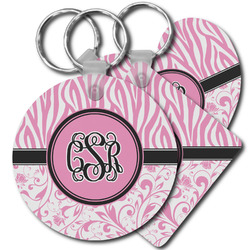 Zebra & Floral Plastic Keychain (Personalized)