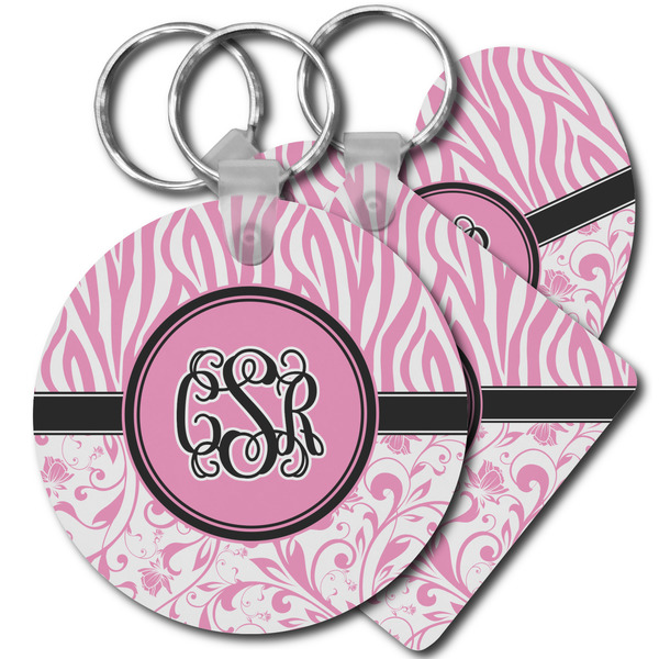 Custom Zebra & Floral Plastic Keychain (Personalized)