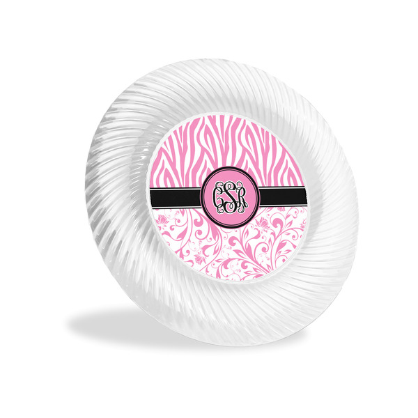 Custom Zebra & Floral Plastic Party Appetizer & Dessert Plates - 6" (Personalized)