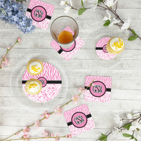 Zebra & Floral Plastic Party Dinner Plates - In Context