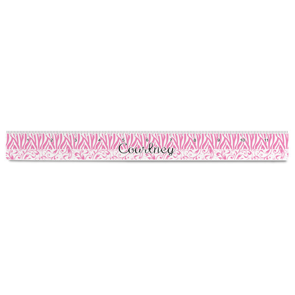 Zebra & Floral Plastic Ruler - 12" - FRONT