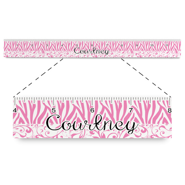 Custom Zebra & Floral Plastic Ruler - 12" (Personalized)