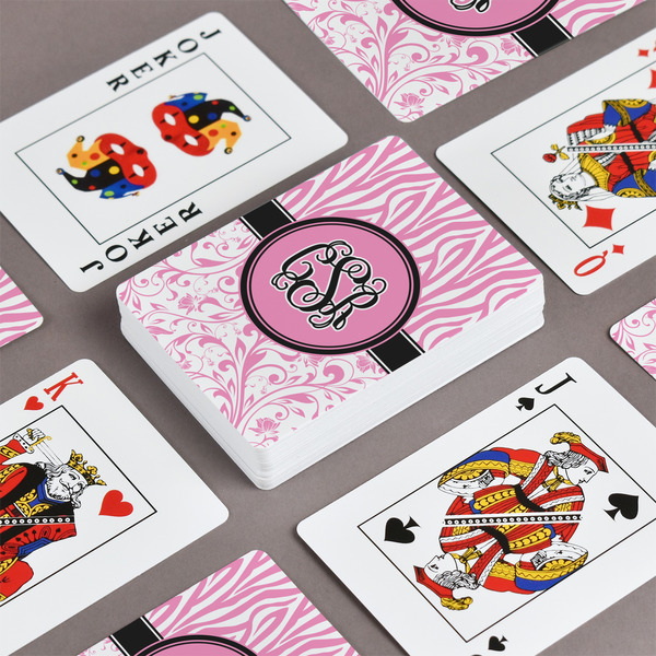 Zebra & Floral Playing Cards - Front & Back View