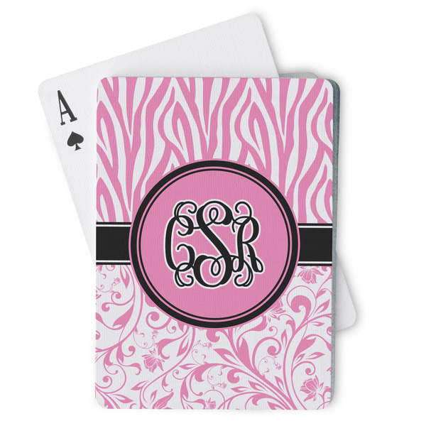 Custom Zebra & Floral Playing Cards (Personalized)