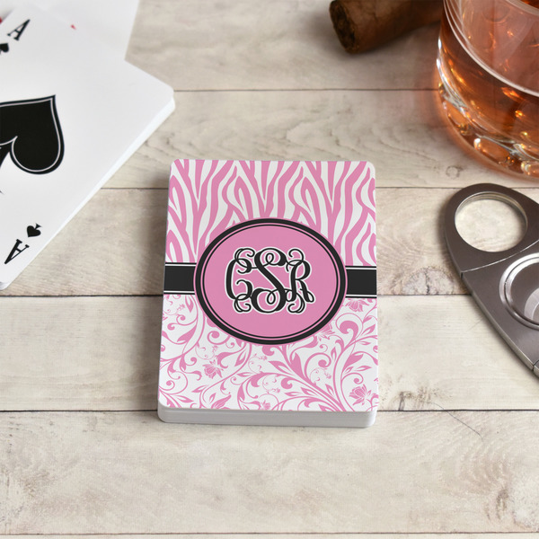 Zebra & Floral Playing Cards - In Context