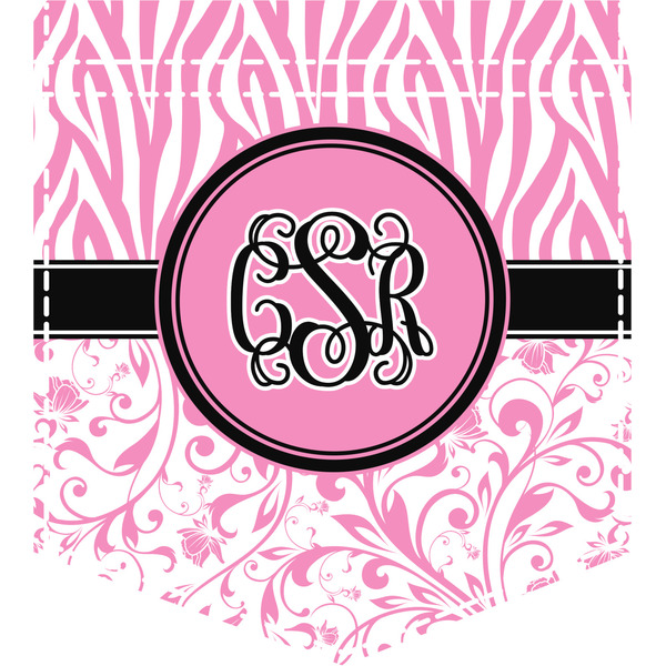 Custom Zebra & Floral Iron On Faux Pocket (Personalized)