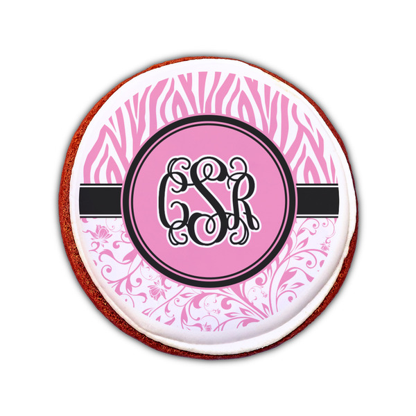 Zebra & Floral Printed Icing Circle - Small - On Cookie