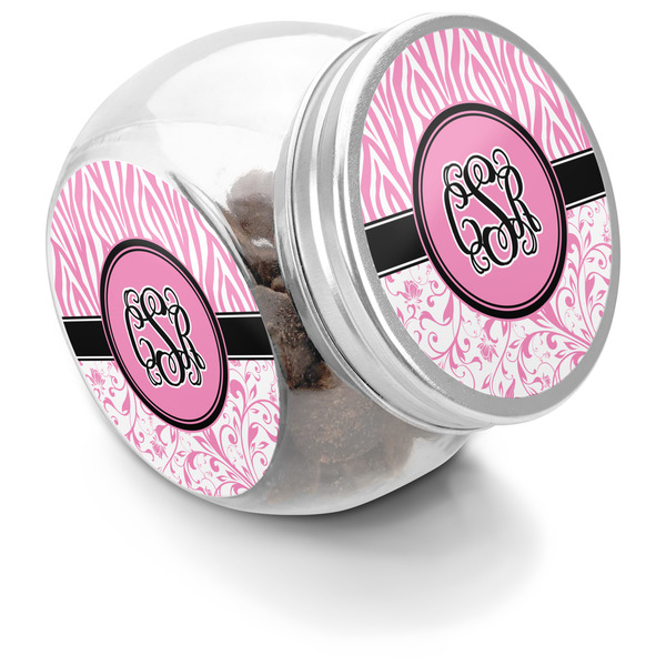 Custom Zebra & Floral Puppy Treat Jar (Personalized)