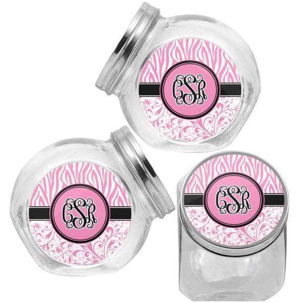 Zebra & Floral Puppy Treat Jar - Top Left Right