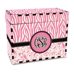 Zebra & Floral Wood Recipe Box - Full Color Print (Personalized)
