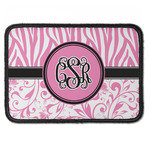 Zebra & Floral Iron On Rectangle Patch w/ Monogram