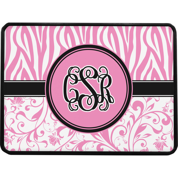 Zebra & Floral Rectangular Car Hitch Cover w/ FRP Insert