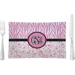 Zebra & Floral Glass Rectangular Lunch / Dinner Plate (Personalized)