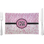 Zebra & Floral Rectangular Glass Lunch / Dinner Plate - Single or Set (Personalized)