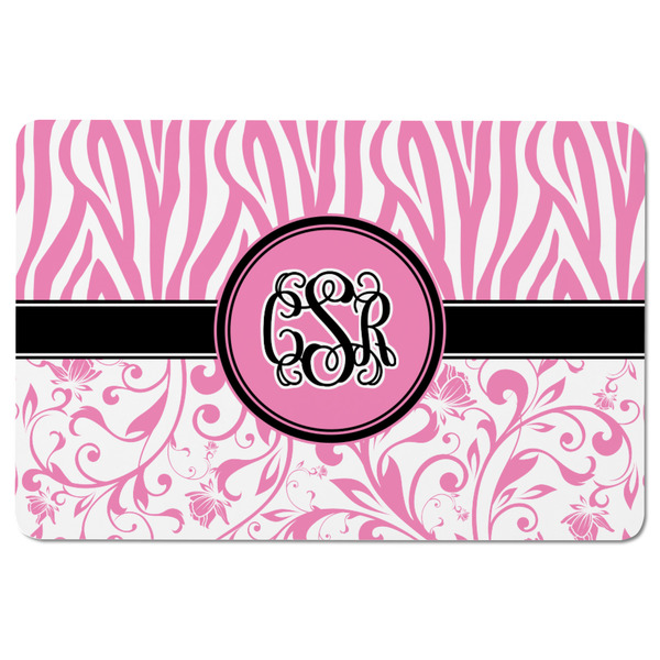 Zebra & Floral Rectangular Fridge Magnet - FRONT