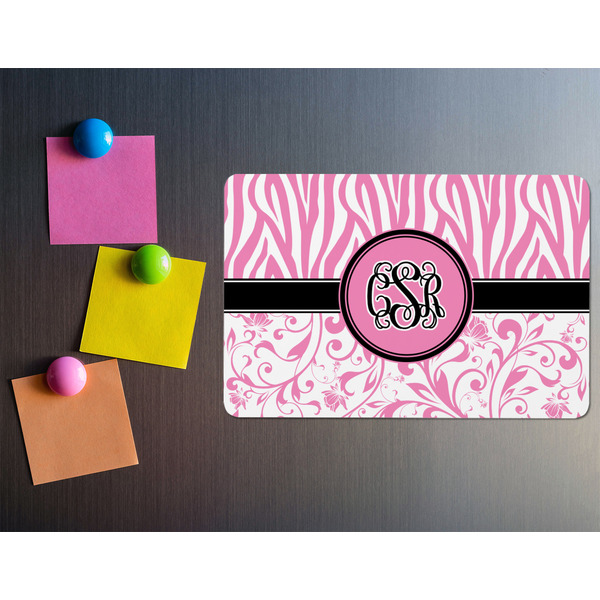 Zebra & Floral Rectangular Fridge Magnet - LIFESTYLE