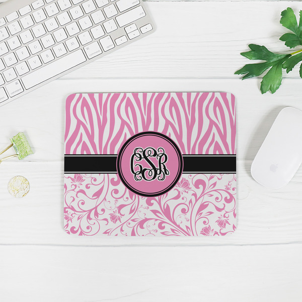 Zebra & Floral Rectangular Mouse Pad - LIFESTYLE 2