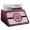 Zebra & Floral Red Mahogany Business Card Holder - Angle