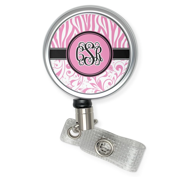 Custom Zebra & Floral Retractable Badge Reel (Personalized)