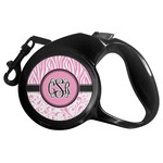Zebra & Floral Retractable Dog Leash (Personalized)