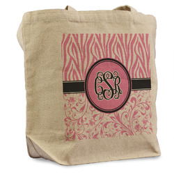 Zebra & Floral Reusable Cotton Grocery Bag - Single (Personalized)
