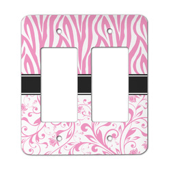 Zebra & Floral Rocker Style Light Switch Cover - Two Switch