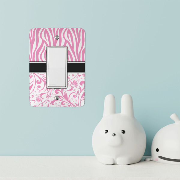 Zebra & Floral Rocker Light Switch Covers - Single - IN CONTEXT