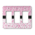 Zebra & Floral Rocker Style Light Switch Cover - Three Switch