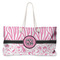 Zebra & Floral Large Rope Tote Bag - Front View