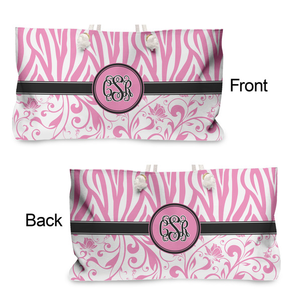 Zebra & Floral Large Rope Tote - From & Back View