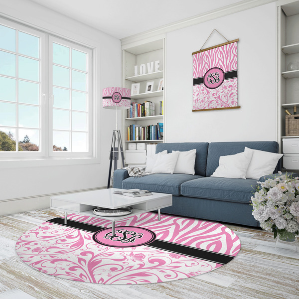 Zebra & Floral Round Area Rug - IN CONTEXT