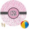Zebra & Floral Round Beach Towel (Personalized)